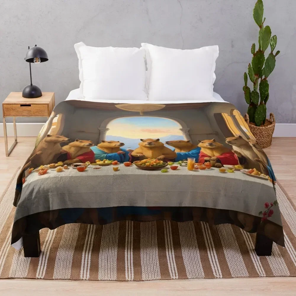 

Capybara Last Supper Throw Blanket Warm Vintage Fashion Sofas For Baby Blankets