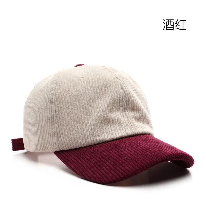 2023 Women\'s Autumn and Winter Color Matching Corduroy Cap Outdoor Men\'s Casual Adjustable Sunscreen Shade Baseball Hat Gorras