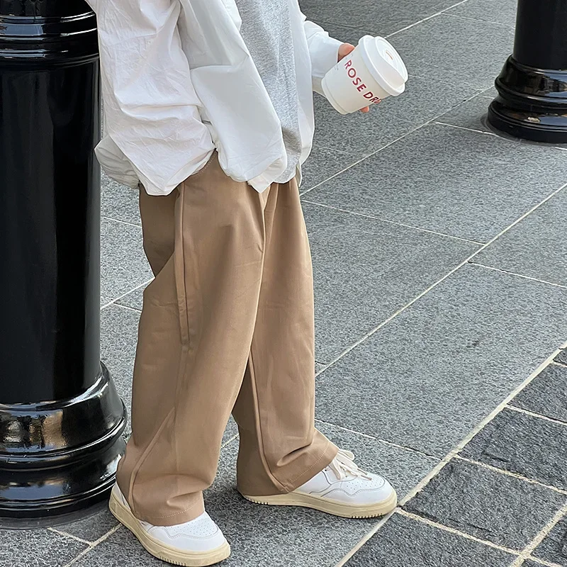 

Новые прямые брюки, свободные широкие брюки в западном стиле для малышей, костюмные брюки для мальчиков, весна 2025 г.