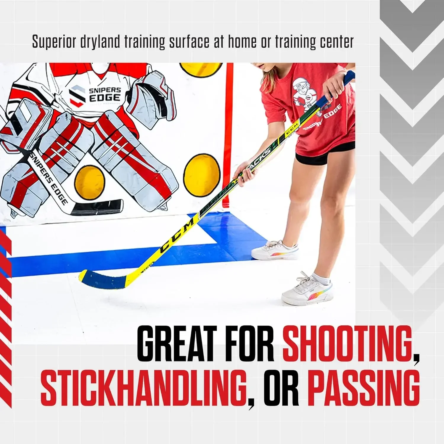 Snipers Edge Hockey - بلاط Dryland Slick - 20 أزرق ثلجي 12 بوصة × 12 بوصة سهل التجميع، طلاء بالأشعة فوق البنفسجية عالي الجودة للحماية