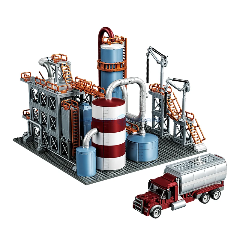 Refinery Model Building Blocks MOC 33200 Petroleum Base Industrial Zone Modular Architecture Ideas Bricks Gift Toy Kids Adults