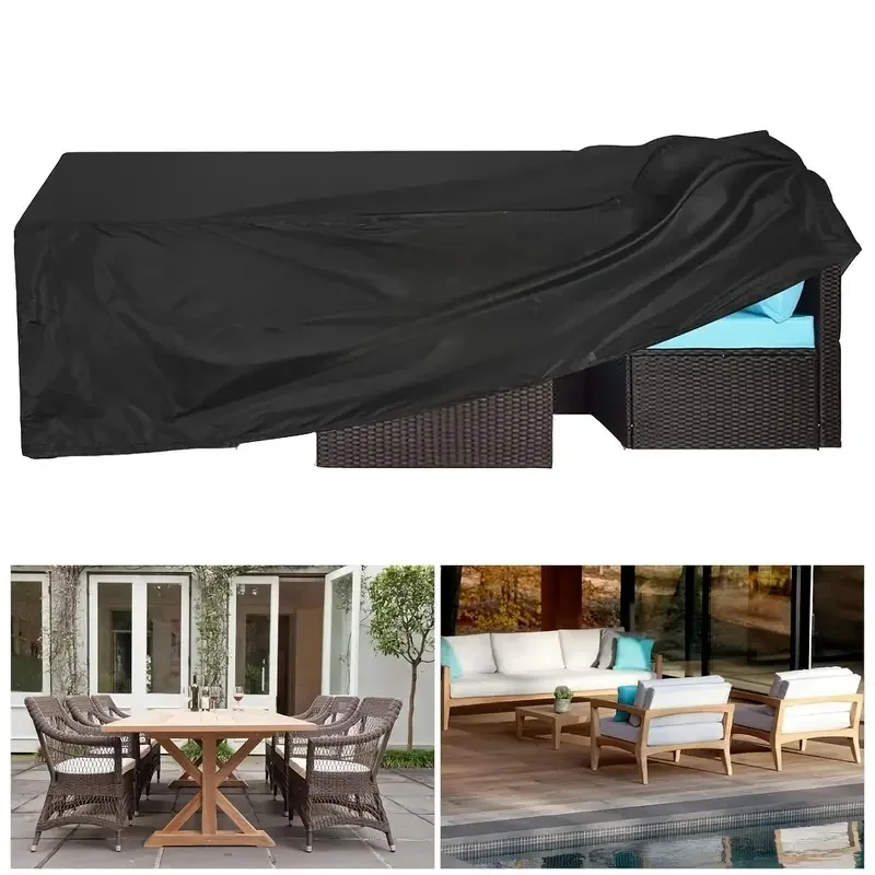 غطاء أثاث الحدائق عالي التحمل مقاوم للرياح - واقي فناء خارجي من بوليستر أكسفورد متين لأريكة الروطان