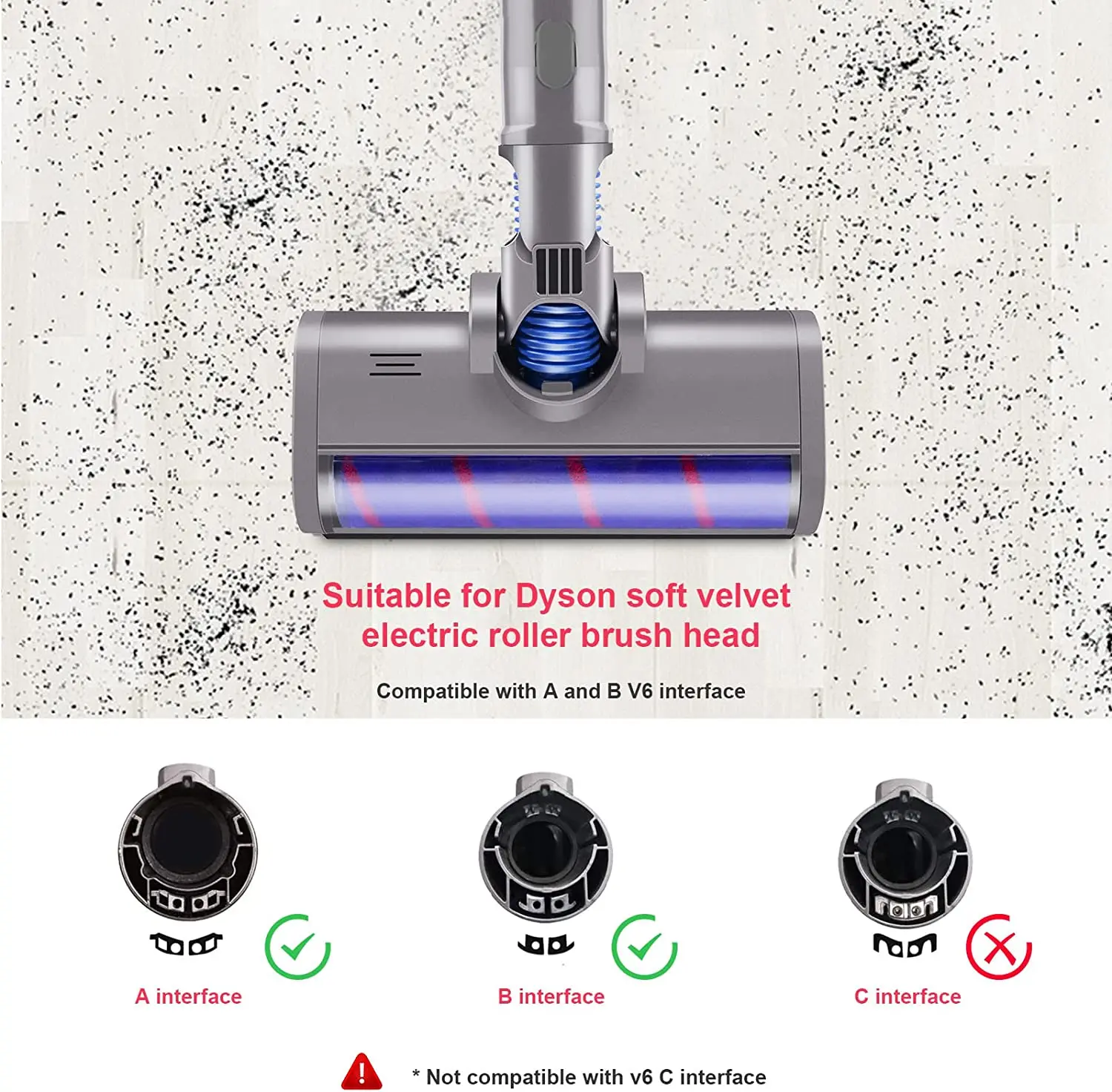 Motorized Floor Brush Head Tool For Dyson V6 DC58 DC59 DC61 DC62 Vacuum Cleaner Soft Sweeper Roller Head Floor Brush Accessories