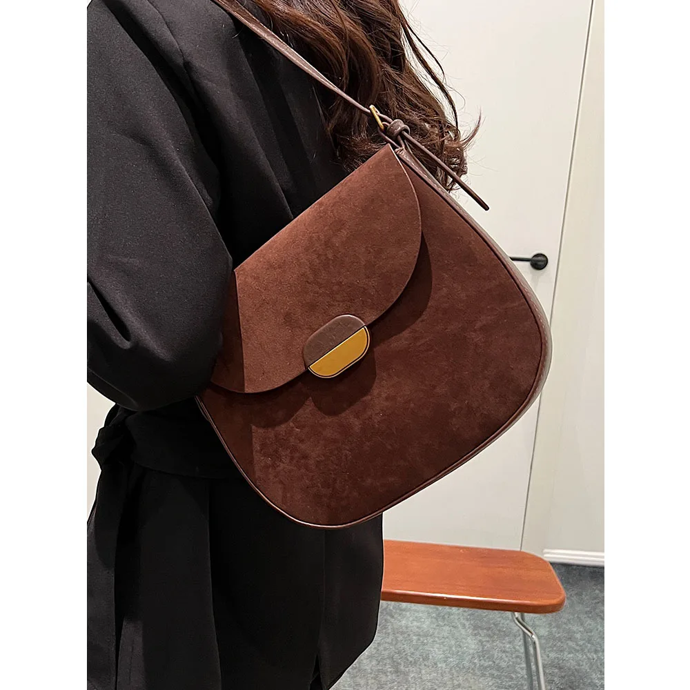 Vintage Women Pu Leather Saddle Bags Solid Large Capacity Female Casual Crossbody Bag Versatile Lady Commute Messenger Packs