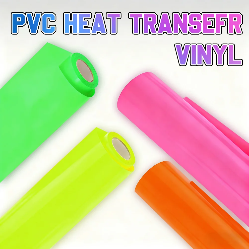 

PVC Fluorescent HTV Roll 30cm×90cm DIY Heat Press Film for Apparel/T-Shirts/Hats/Crafts, Vibrant, Easy Cut