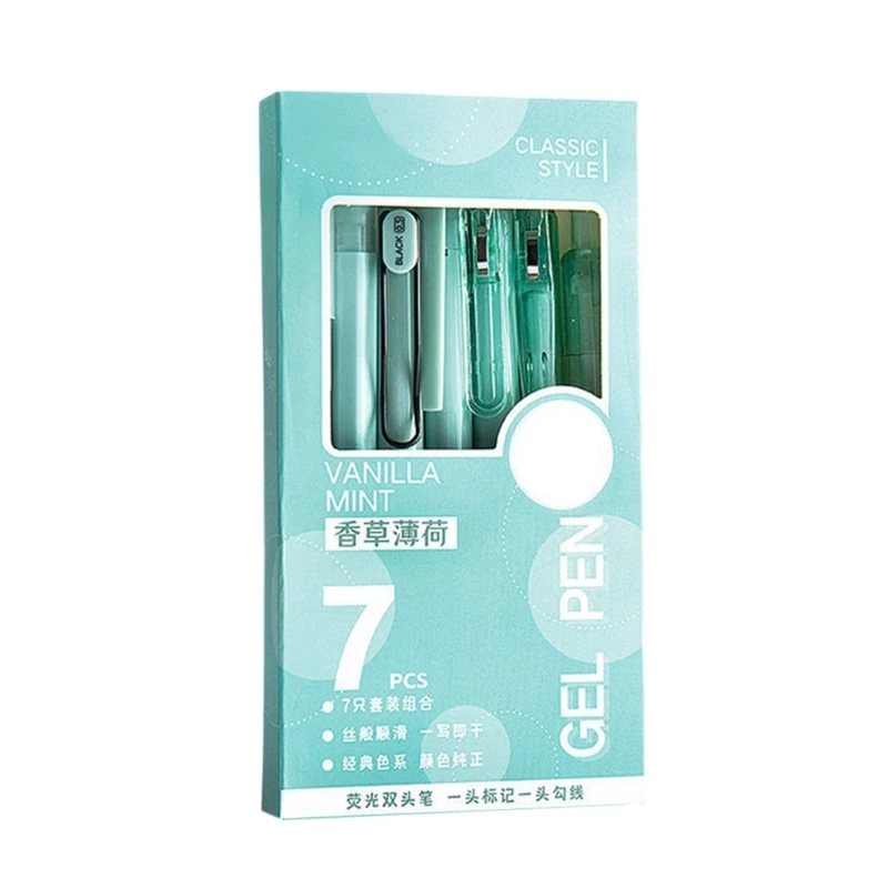 7 шт./компл. 0,5 мм гелевая ручка, быстросохнущая нейтральная ручка, выдвижная чернильная ручка, ручка для подписи, ручка для
