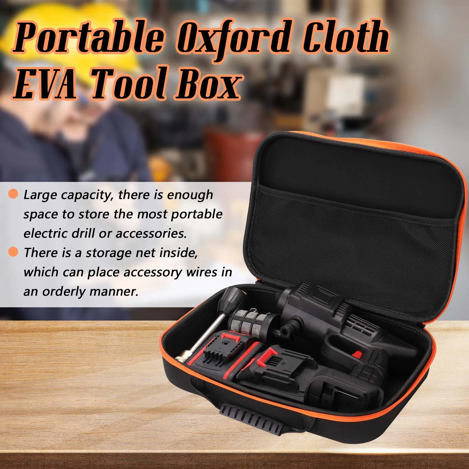 Portable Oxford Cloth EVA Tool Box Waterproof Shockproof Large Capacity Tools Bag for Electric Drill Hardware