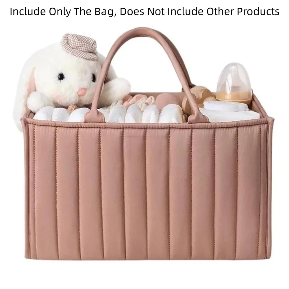 Large Capacity Baby Diaper Organizer Multi-Pocket Floral Beige Nursery Storage Basket Multifunctional Portable