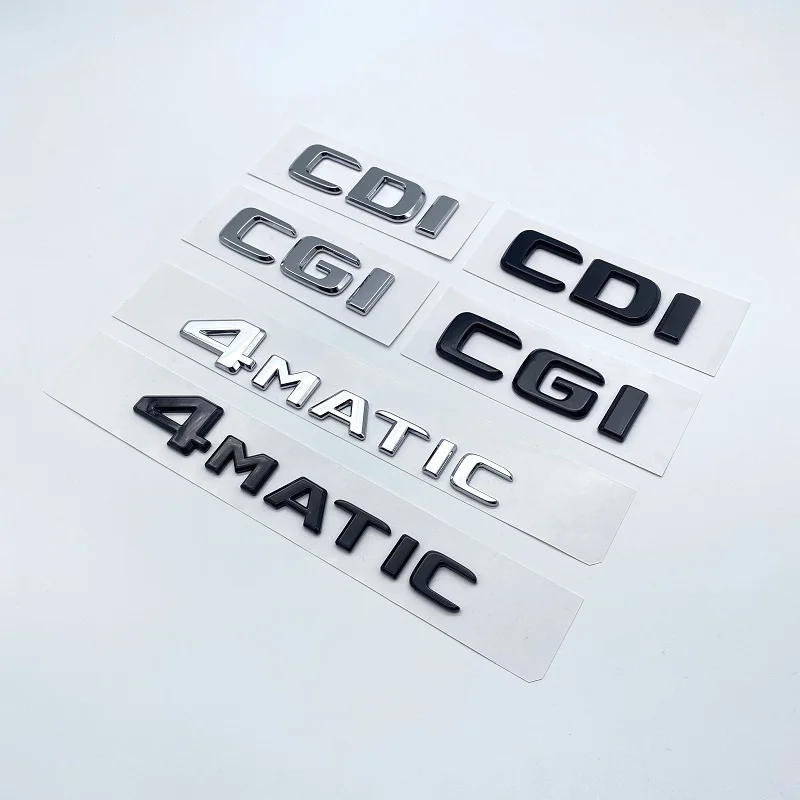 Letters Emblem for Mercedes Benz CDI CGI TDI 4Matic Car Styling Trunk Nameplate Logo Sticker Flat Fonts Silver Glossy Black