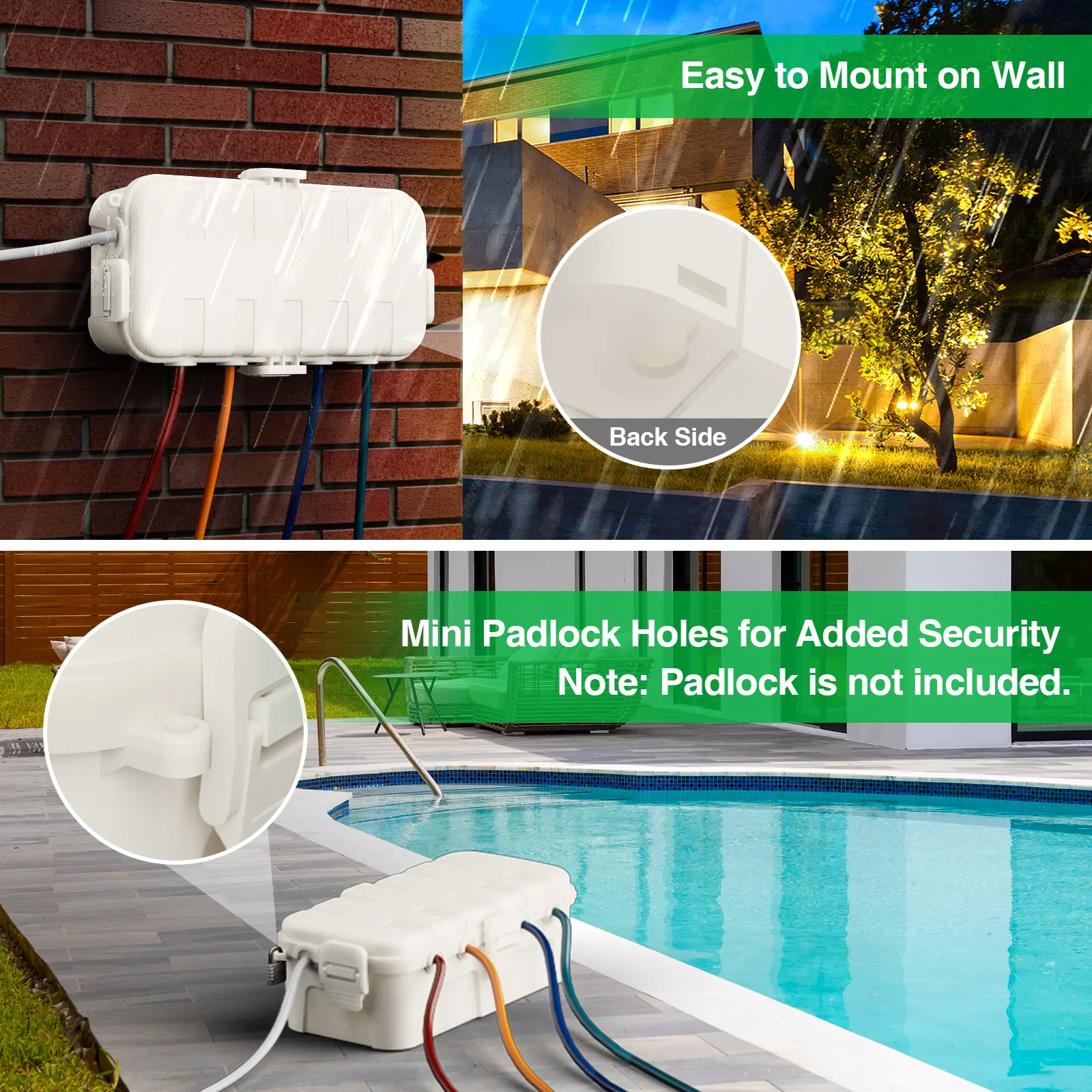 صندوق كابلات متوسط الحجم مقاوم - مراجعة Outdoor Power Strip With Cover وسعره