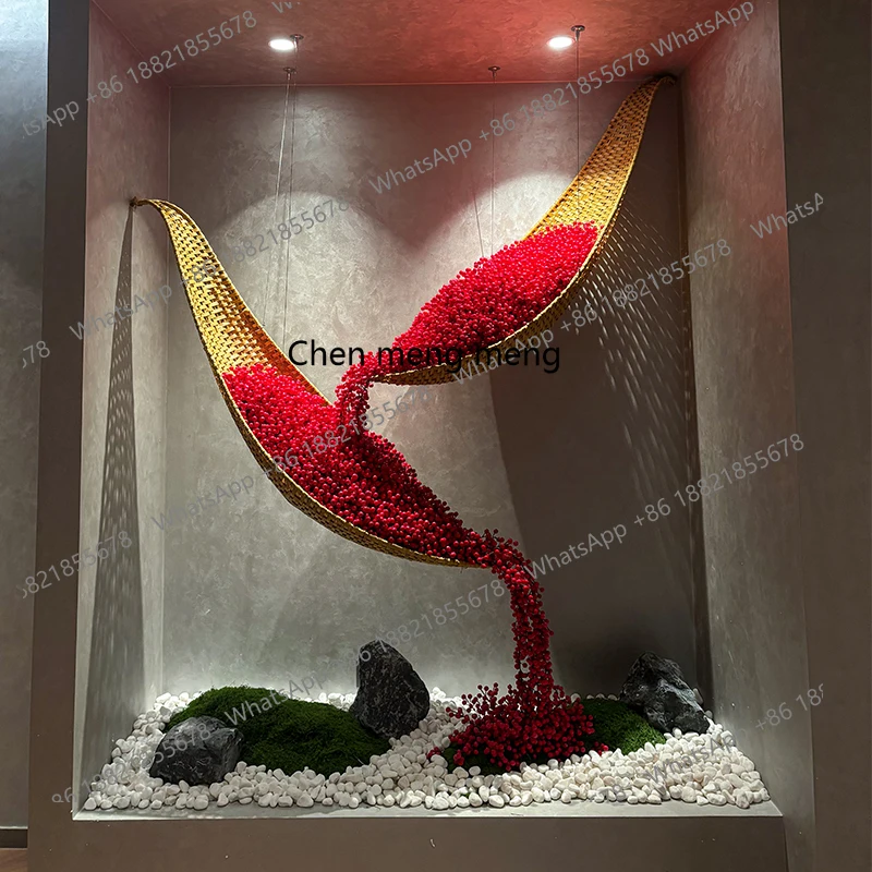 

Inverted simulation, landscaping fake green plants indoor shopping mall window decoration landscape entrance creativity