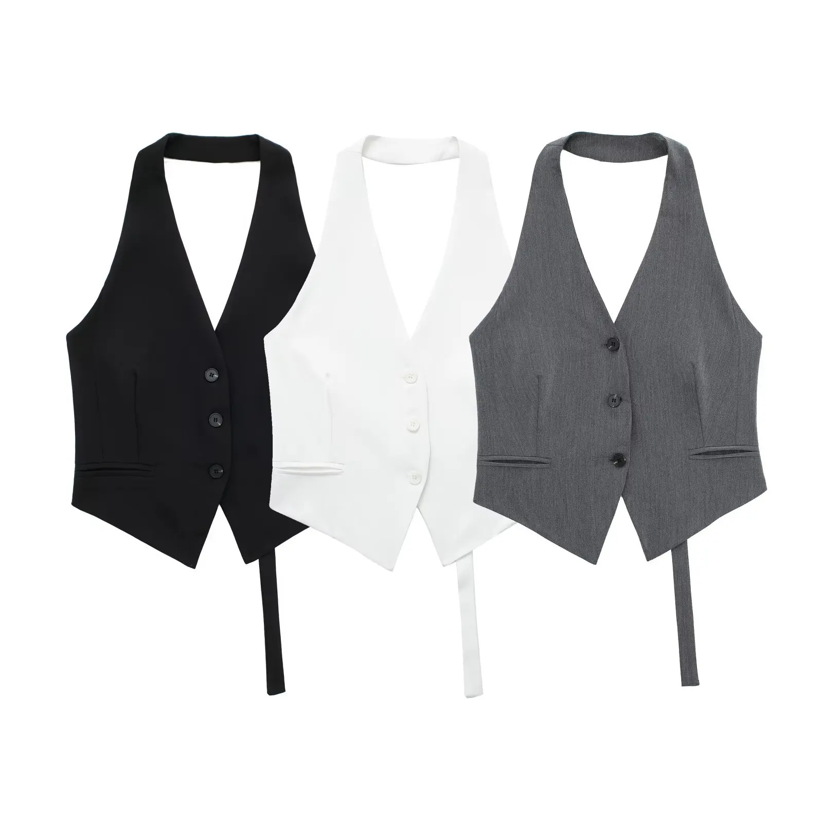 

Trendy Halter Neck Backless Vest Top Women Short Style Fashionable Sleeveless Tank Top European and American Style Fashionable