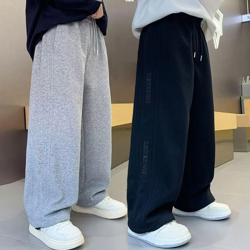 

Boys' Straight Casual Pants Spring Autumn, Kids Loose Fit Sweatpants Wide Leg Long Trousers for Toddler Comfort Daily Wear
