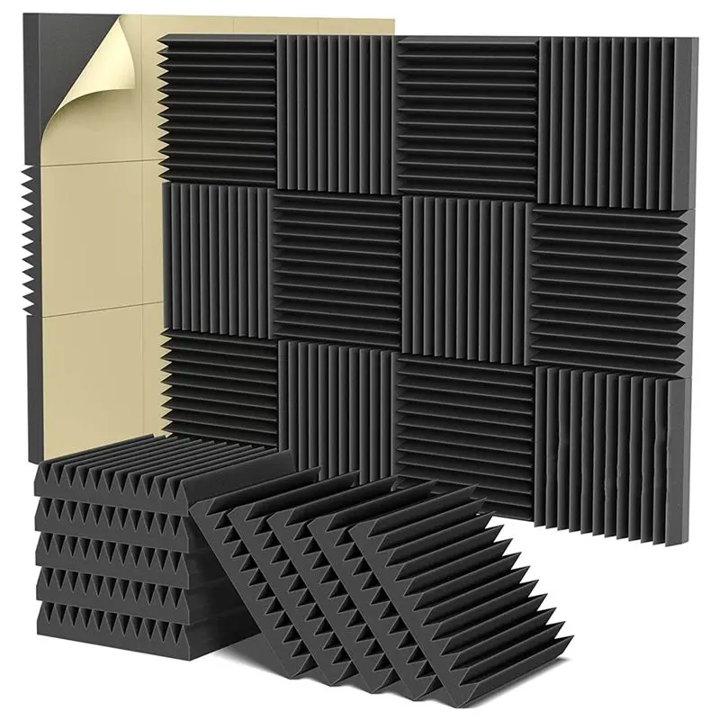 MALL Acoustic Foam Panels, 2X12X12inch Self-Adhesive Sound Proof Foam Panels, High Density Soundproof Wall Panels (12 Pack)