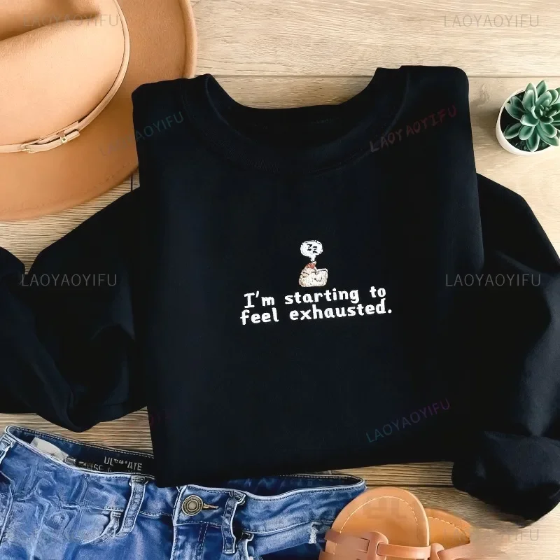 Divertida ropa de mujer Stardew sudadera Stardew Valley Sleepy Chicken suéter muy Simple estilo jersey de cuello redondo Sudadera con capucha