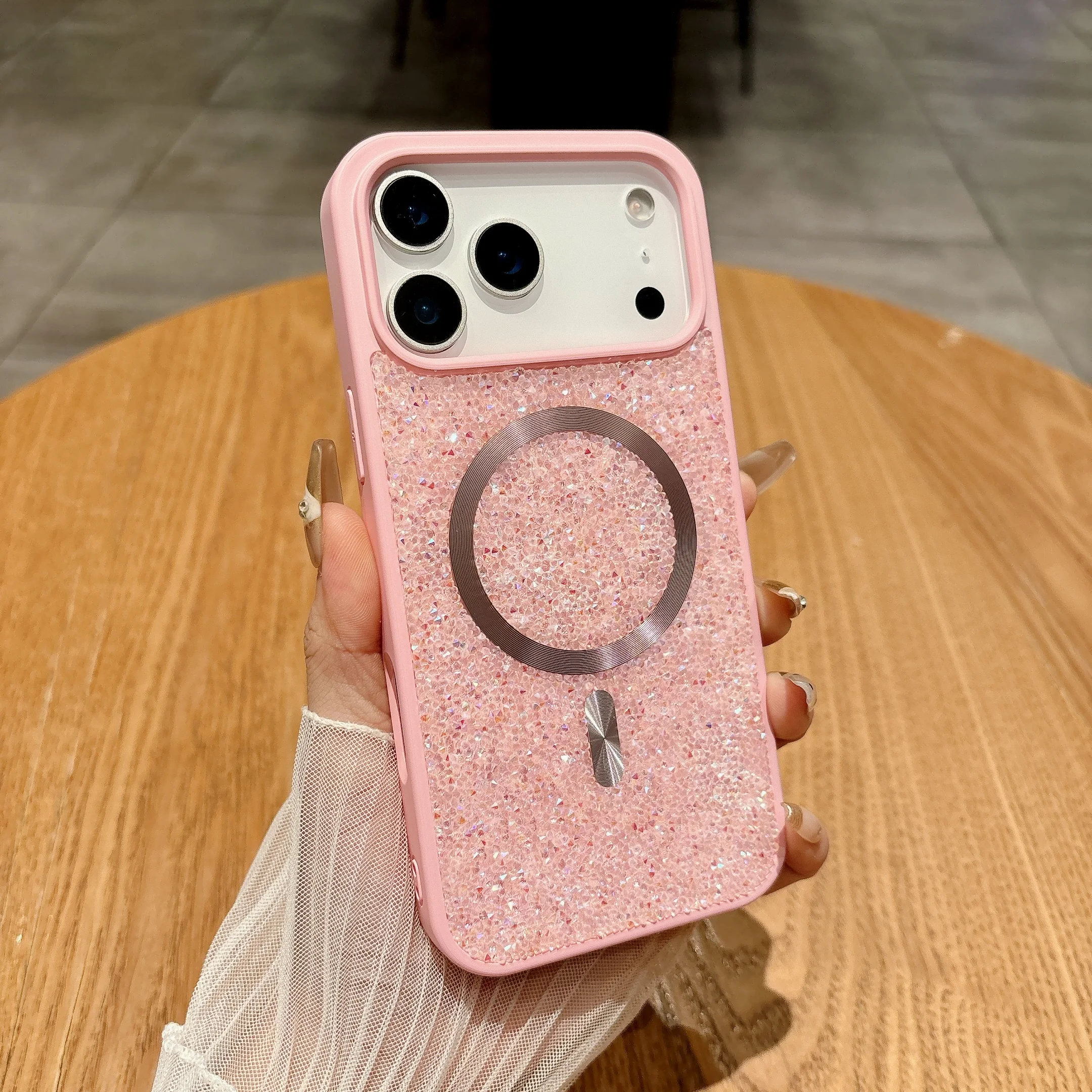 

Роскошный магнитный чехол для телефона со стразами для iPhone 16, 15, 14, 13, 17 Pro Max 15, 16 Plus 17Air Magsafe, сумка для карт, противоударный чехол