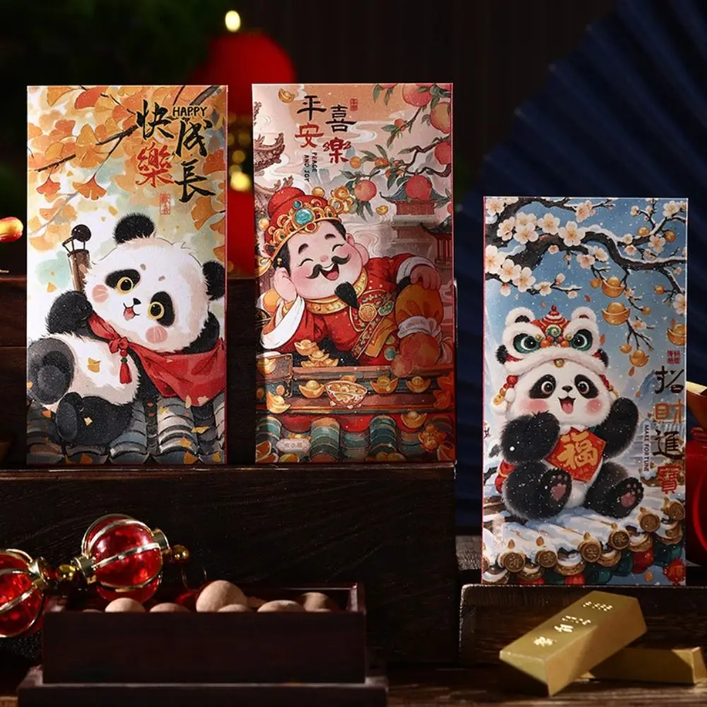 6 pçs estilo chinês ano novo envelopes vermelhos hongbao tradicional saco de dinheiro da sorte das crianças engrossado bênção