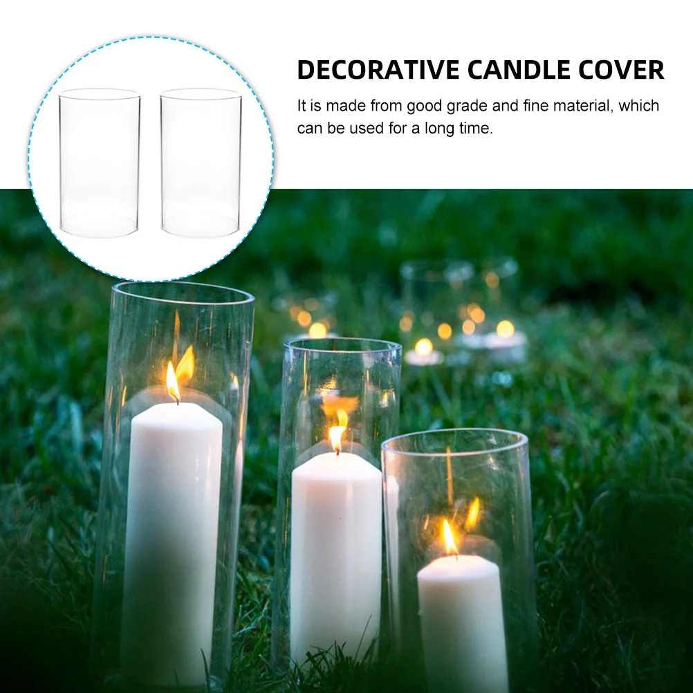 2Pcs Transparent Glass Cloche Holders Desktop Decorative Cover Elegant Style for Home Office Party Wedding Accessories