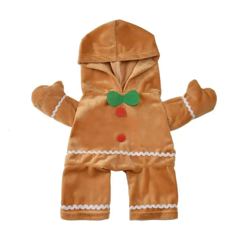 Gingerbread Man Dog clothes pet Christmas Costume Soft Christmas Pet Cosplay Hoodie Puppy Gingerbread Clothes for Cats Dogs