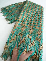 Green African Guipure Cord Lace Fabric High Quality 2024 Nigerian Water Soluble Lace for Sewing Elegant Women Party Dresses 3572