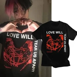 Men's T Shirt Lil Peep Peep Love Will Tear Us Apart Print Oversized T Shirt Hip Hop T-Shirts Streetwear Casual Tops Unisex