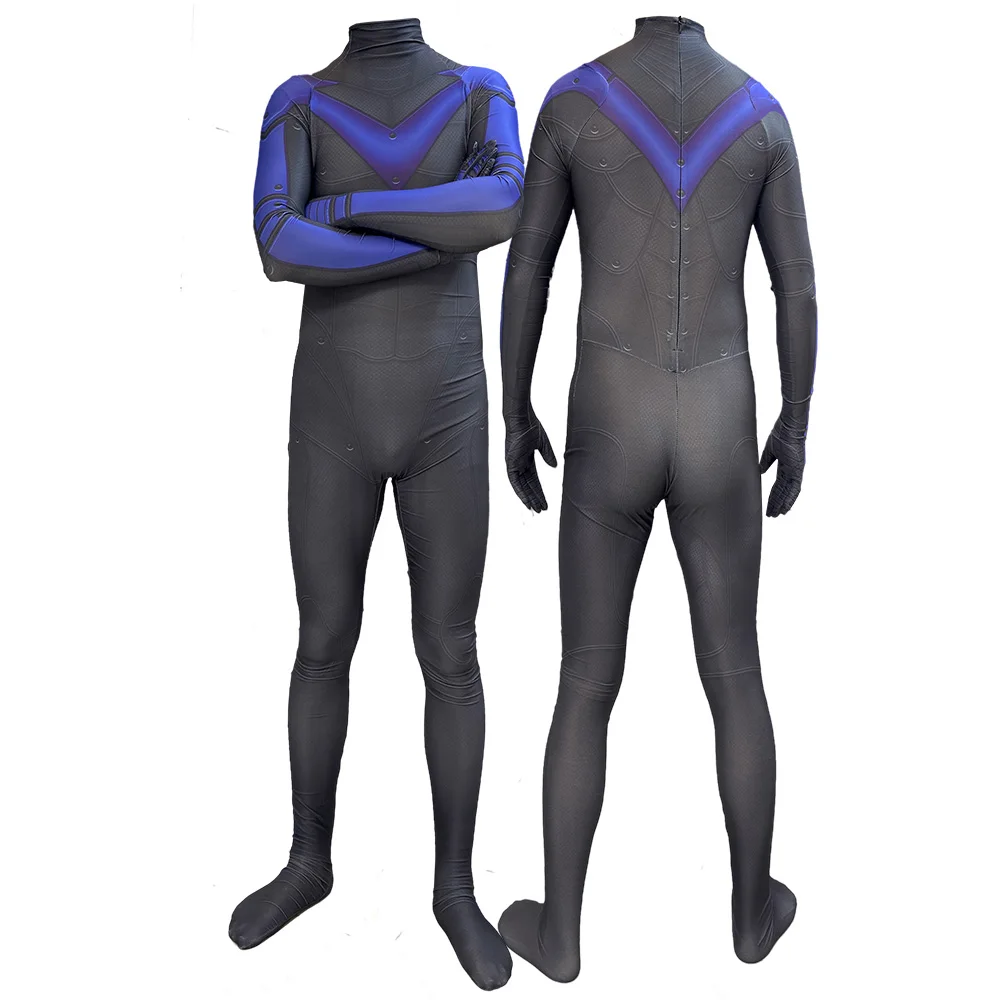 

Adult Male Halloween Nightwing Cosplay Costumes Man Superhero 3D Print Zentai Bodysuit Party Jumpsuits