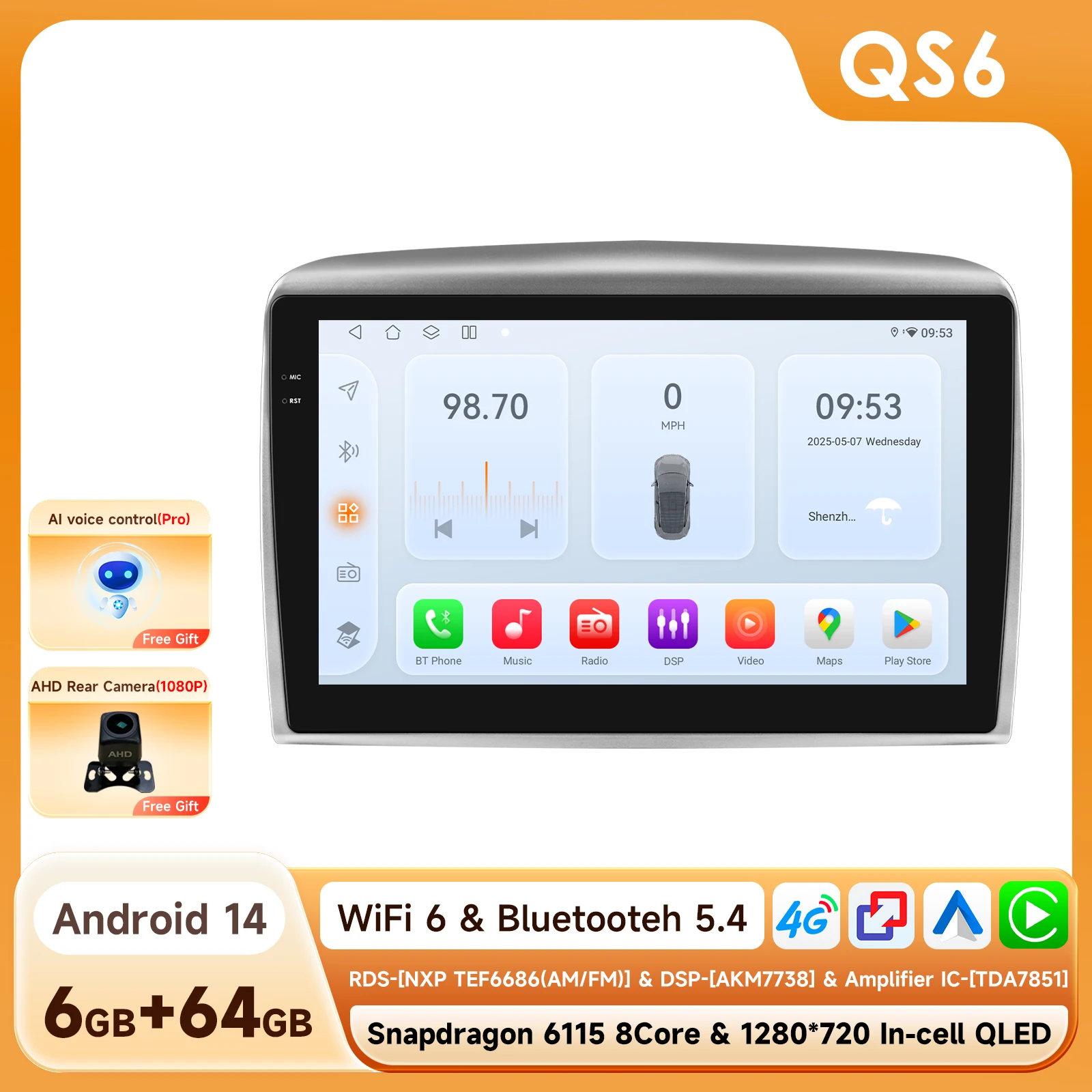 Draadloze CarPlay Android Auto autoradio voor Lancia Ypsilon 2006 - 2011 GPS Intelligent Systems Stereo Multimedia Autoradio 6115