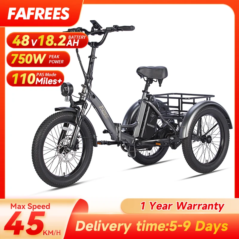 FAFREES F20 Mate Adult Electric Tricycle Three Wheels Electric Bicycles 500W 110KM Powerful Electric Bike With Removable Battery