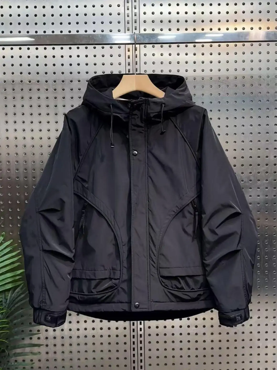 

Spring Autumn Men's Casual Faion Outdoor Workwear Jaet Cotton Jaet Coat Hooded Windbreaker Durable Polyester Fabric