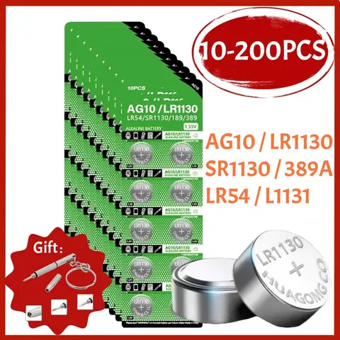10-200 pièces AG10 pile alcaline de haute qualité LR1130 LR54 L1131 389A D189 1.55V piles bouton de montre pour jouets calculatrices