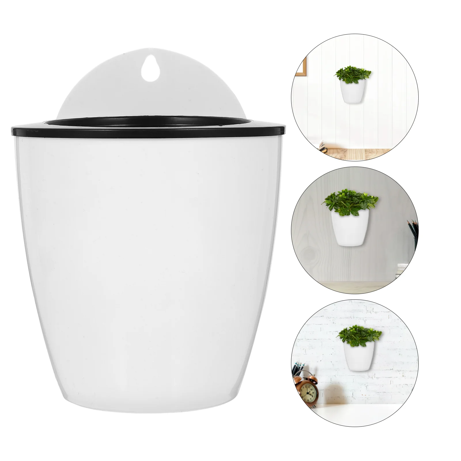 7 Pcs Automatic Wall Hanging Flower Pot Party Hair Hoop Plastic Self-absorbent Plant