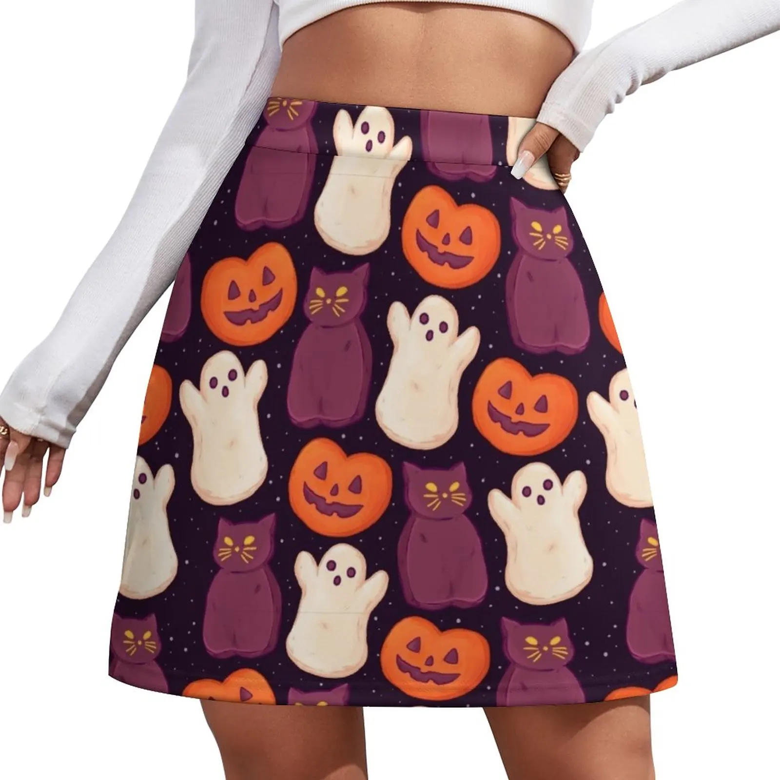 

Halloween Marshmallows Dark Mini Skirt skirts for womans 90s aesthetic women's clothing trend 2023