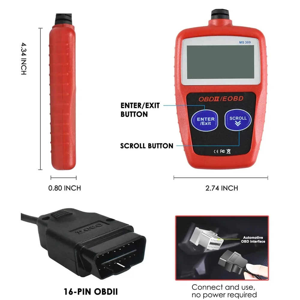 OBD2 Scanner Check Engine Light Fault Code Reader Clear Trouble Codes View Freeze Frame Data I/M Readiness Smog Check Icar Pro