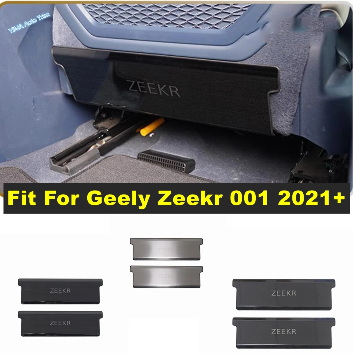 

Stainless Car Front Seat Rear Anti Kick Dust Board Pad Frame Cover Trim For Geely Zeekr 001 2021 2022 2023 Interior Accessories