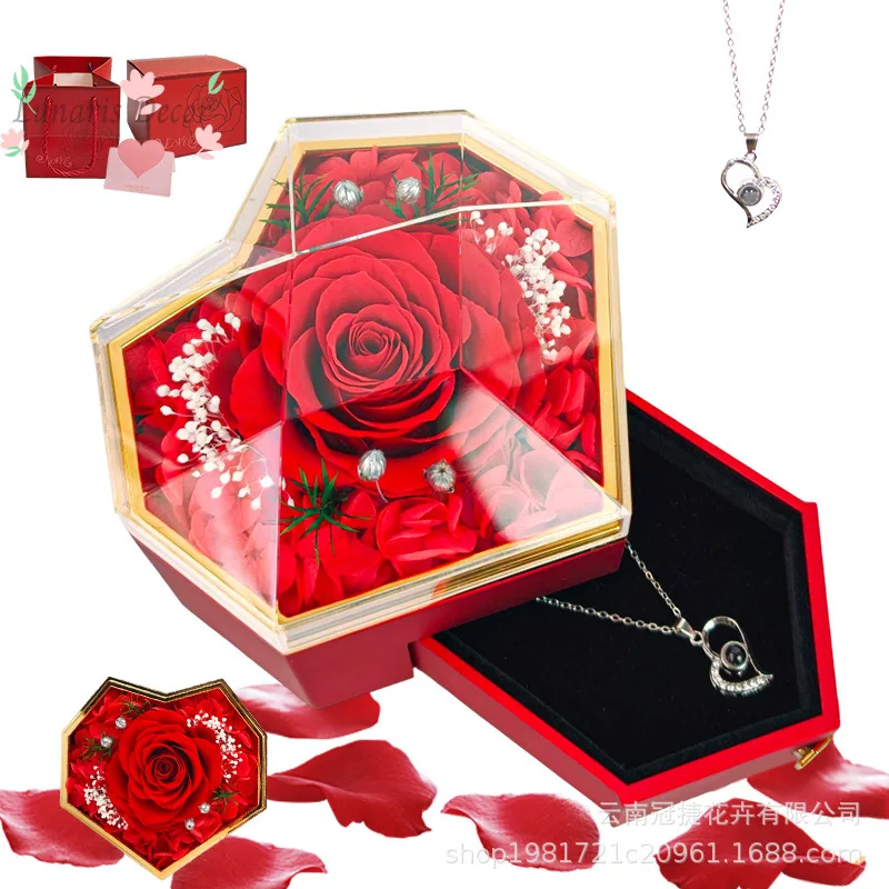 

Acrylic ring box - heart-shaped prism design - perfect for mother's day, valentine's day, preserved flowers, and jewelry gifts