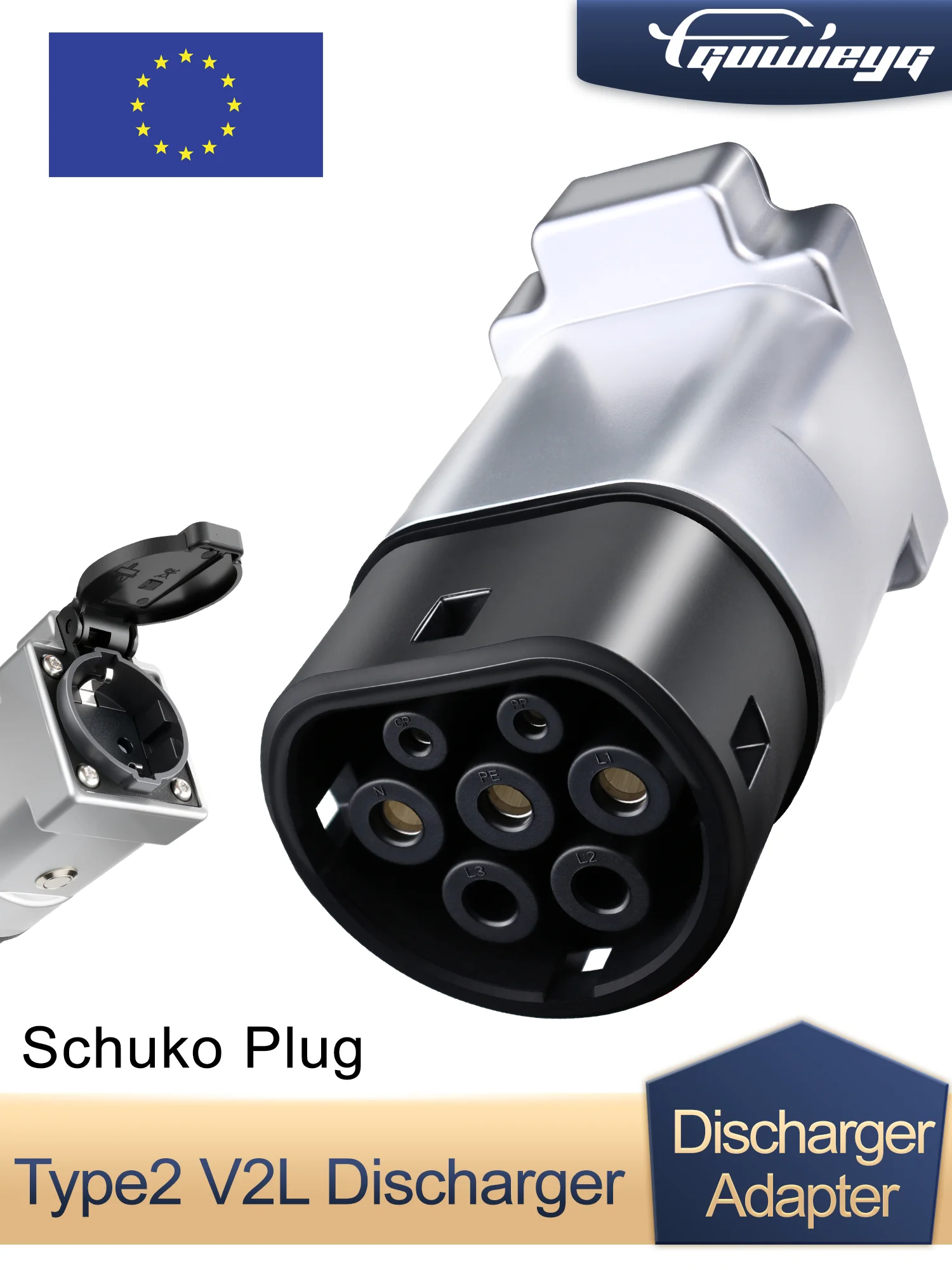 V2L Rozładowarka Schuko Wtyczka V2L Pojazd do ładowania typu 2 Obsługa MG BYD KIA Rozładowanie dla samochodu typu 2 Rozładowanie EV Adapter kabla — zdjęcie 2
