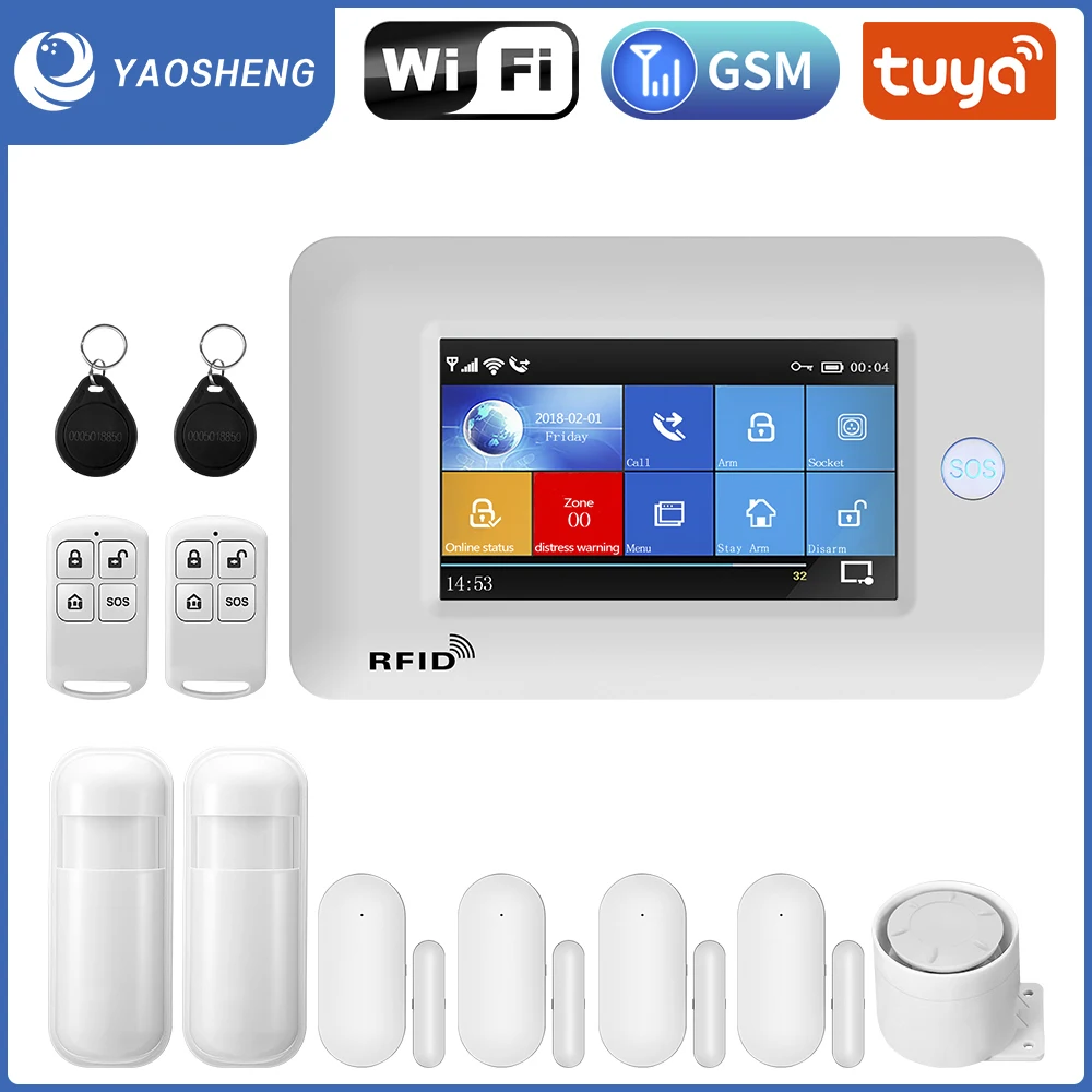 TUYA Smart Home Security Protection Alarms System 2G/4G WIFI Wireless Home Alarm APP Remote Control Compatible With Alexa System