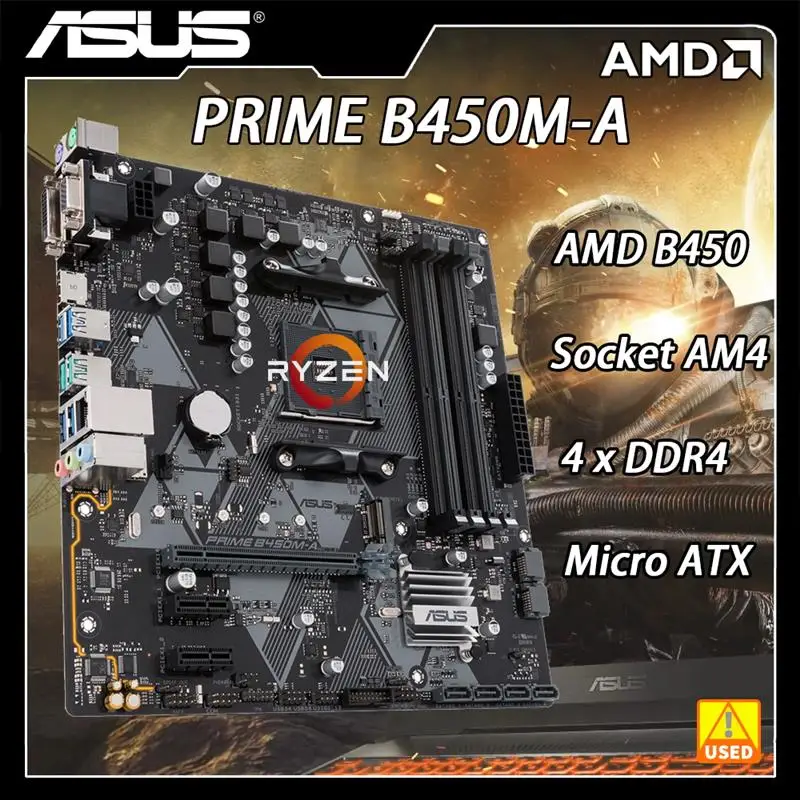 Go! ASUS Socket AM4 PRIME B450M-A Motherboard DDR4 For Ryzen 5 3600 Cpus 128GB AMD B450 PCI-E 3.0 1xM.2 1×SATA III USB3.1 Micro