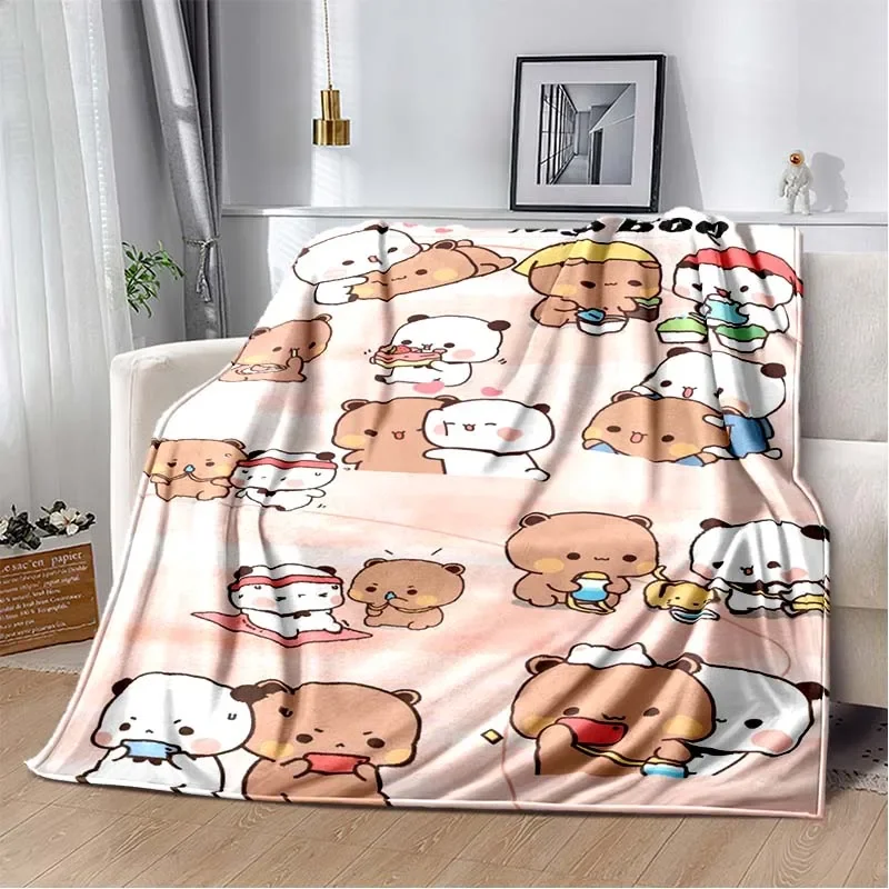 Bu・Bu & Du・Du Cartoon Collage Flannel Throw Blanket Soft Warm Cover For Sofa Bedroom Dorm Kid Decor Cartoon Pattern Gift