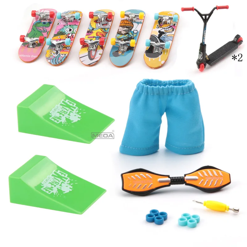 Mini Skateboard da dito Scooter da dito Mini pantaloncini Set Giocattolo da dito interattivo Novità Attività Mini giocattolo da dito per bambini H16