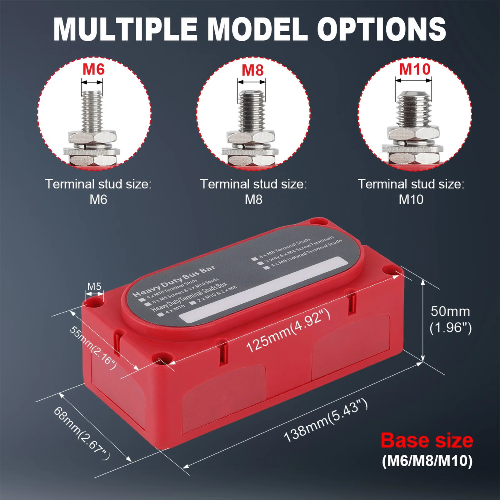 Bus Bar Power Distribution Block Heavy Duty Module Design 12-48V DC Busbar BoxTerminal Studs for Marine Automotive RV Boat Truck