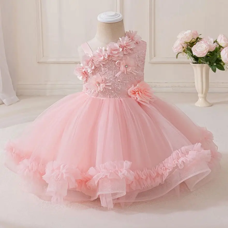 Elegant Baby Girl Party Dresses Embroidery Flower Kid Birthday Princess Ball Gown for Wedding Bridesmaid Evening 1-5 Years