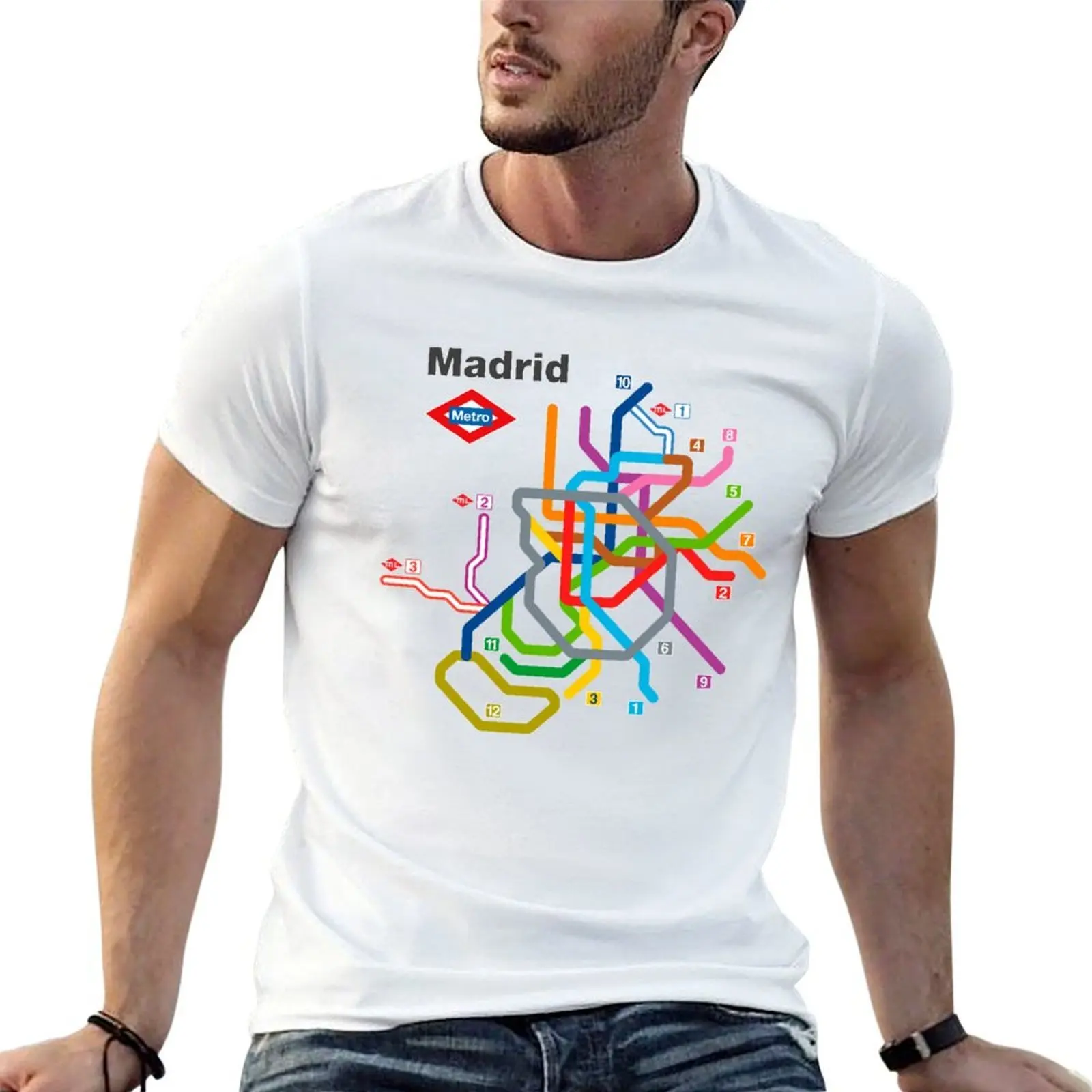 

Madrid Metro diagram T-Shirt man t shirts for men casual t shirts cotton 100% black cotton t-shirt plain for man package T-shirt