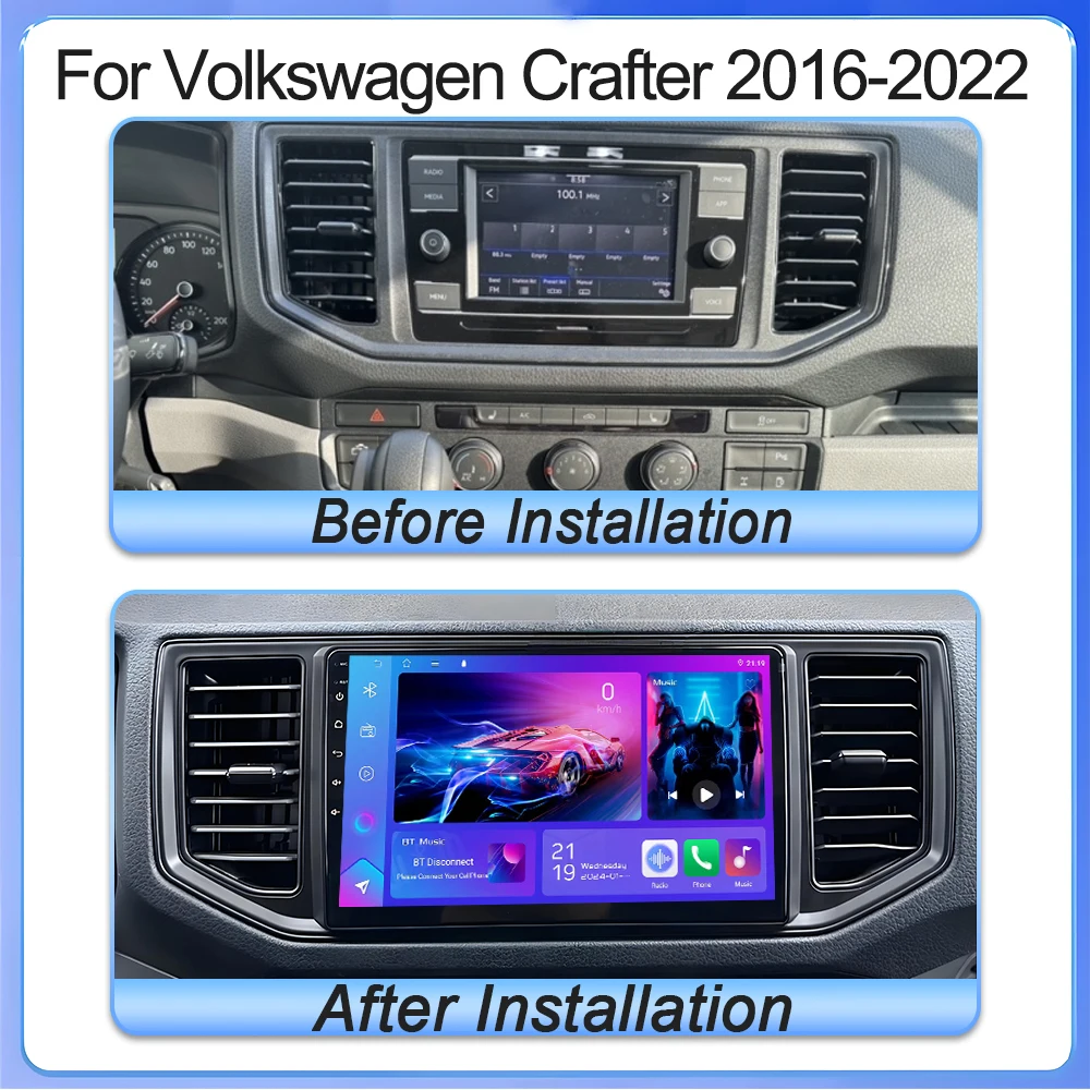 أندرويد 15 راديو السيارة مشغل وسائط متعددة ل Volkswagen Crafter 2016 2017 2018 2019 2020 2021 2022 السيارات Carplay سيارة ستيريو DSP لتحديد المواقع