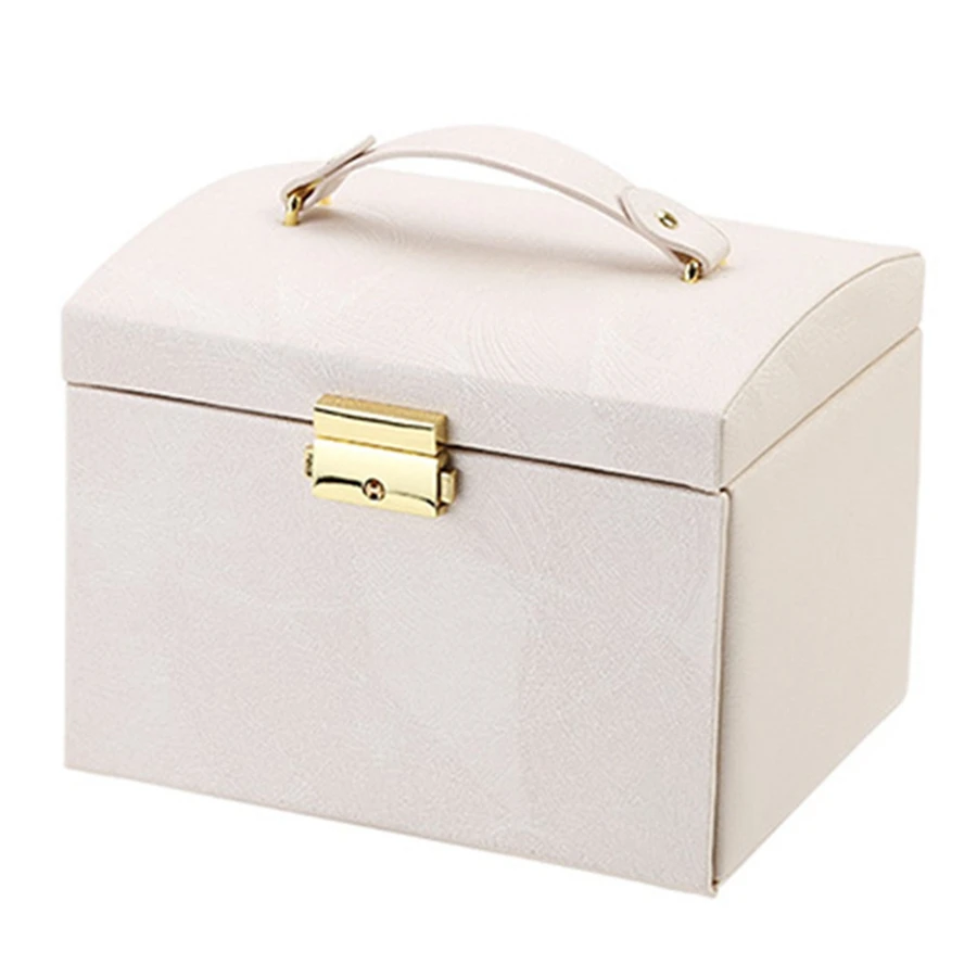

New Jewelry Box Large Capacity Leather Storage Jewelry Box Earring Ring Necklace with Mirror Watch Jewelry Organizer