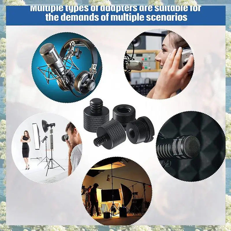 Jeu d'adaptateurs de filetage de support de micro New-24Pcs, filetage adaptateur de vis 5/8 femelle à 3/8 mâle et 3/8 femelle à 5/8 mâle