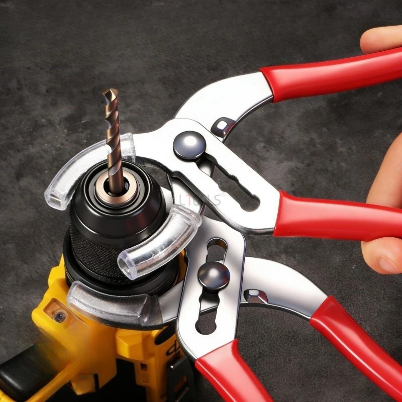 Adjustable Wrench Large Opening Long Handle Universal Spanner Repair Hand Tool Wide Opening Hand Drill Chuck Pliers Soft Jaw