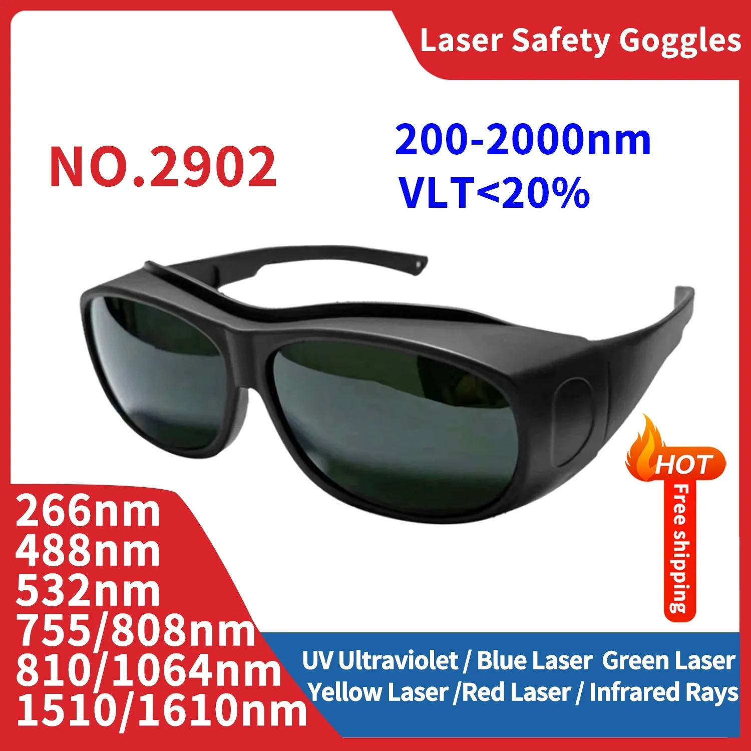 Safety Protective Laser Glasses Goggles Eye Protection for Laser Ipl Hair Removal Radiation UV IPI IR FPV Lazer Welding Infrared