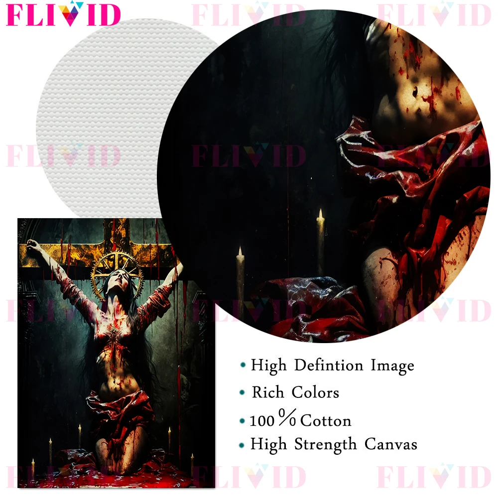 الملكة الاستحمام في الدم خمر القوطية الرسم على لوحات القماش الجدارية النساء التضحية إلى الشياطين ملصق فني وطباعة ديكور المنزل #6