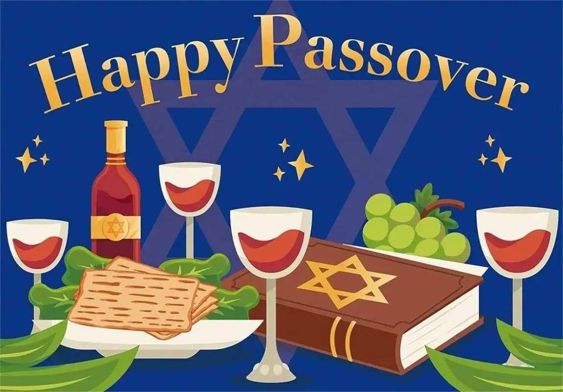 Happy Passover Background Jewish Holiday Decoration Pesach Wall Photographic Backdrop Wedding Festive Sign Banner Party